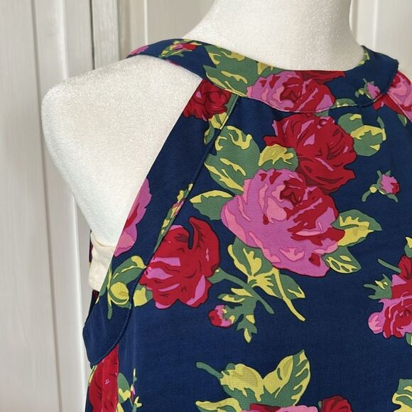 Y2K BETSEY JOHNSON Women's FLORAL HALTER TRAPEZE DRESS Size 4 - Picture 7 of 9